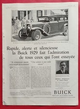 Publicité de presse 1929 Automobile BUICK Rapide alerte et silencieuse