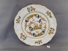 Ancienne assiette en faïence à décor floral et d'oiseau Moulin des loups (CV17)