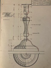 Très beau Dessin Encre Chandelier Louis XVIe Technique Art Bougeoir 1956 Ancien