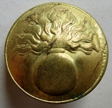 Bouton creux en métal doré pour soldats de WW1, Piou Piou, à la grenade de 23 mm
