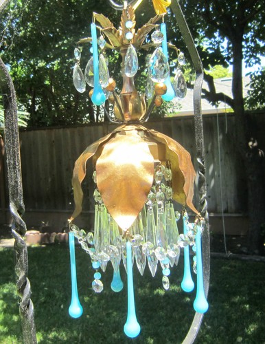 Vintage beaded gilt tole - beaded,