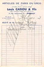 1938 ARTICLES DE PARIS EN GROS LOUIS CADIOU ET FILS A BORDEAUX - MME MORIN