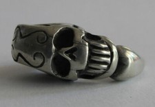 BAGUE CHEVALIERE HOMME ACIER INOX CRÂNE TÊTE VERTICALE BIKER GOTHIQUE NEUVE T12