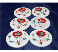 Marbre Coaster Set Cornaline Pierre Pireta Dura Main Cadeaux