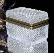 Ancienne boîte à bijoux en cristal de Baccarat Diamant Biseau - décor luxe fr...