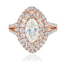 Bague double halo marquise de 1,5 ct pour femmes imparables, diamant cultivé ...