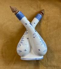 HB Quimper huilier vinaigrier décor fleuri bleu