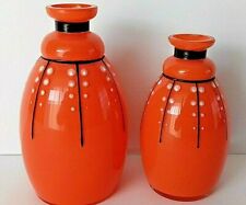 2 Vases de couleurs orange, art deco, de Loetz et Michael Powolny, circa 1920