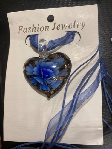 Pendentif verre coeur - pendentif, en