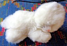 SB/ DOUDOU PELUCHE ANCIEN GIPSY CHAT BLANC  COUCHE YEUX VERT 30 CM EXC ETAT