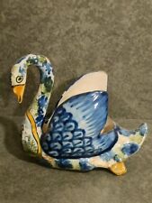 Ancienne FAIENCE de QUIMPER HENRIOT CYGNE 