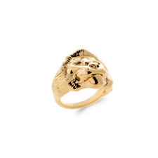 Bague tête lion plaqué or - bague,