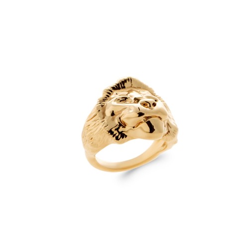 Bague tête lion plaqué or - bague, de