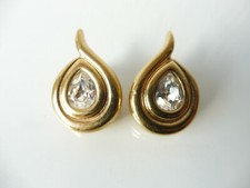 Belles Boucles D'oreilles / Clips En Goutte Dorées Pierre Lang !