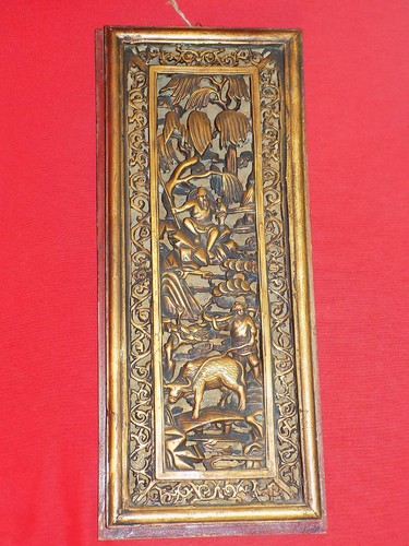 Ancien panneau sculpte chinois - panneau,