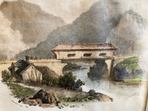 Gravure ancienne pont pile - de,