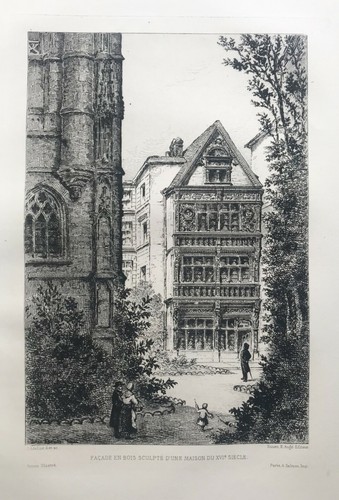 Gravure rouen façade - façade, maison