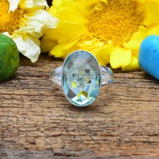 Éblouissant Turquoise Apatite Gemme 925 Argent Sterling Handmade Bague Tout Size