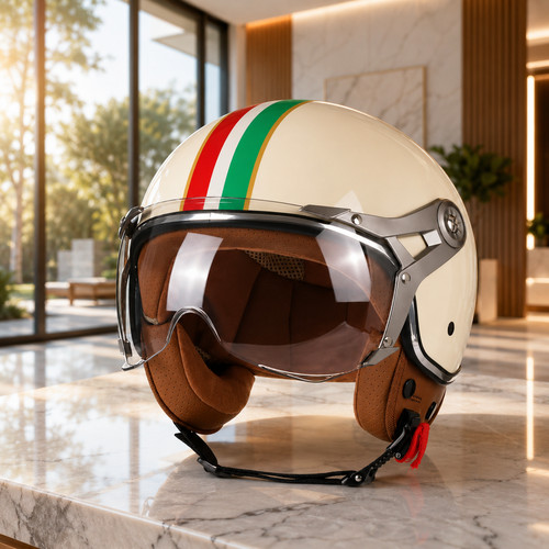 Casque jet moto rétro vintage - casque,