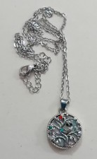 Collier avec pendentif hibou sur arbre de vie - Diamètre 1,8 cm