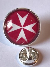 GROS PIN'S 2cm Métal Argenté Croix De Malte Templiers Franc Maçon Free Mason