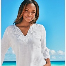 Tommy Bahama White Embroidered