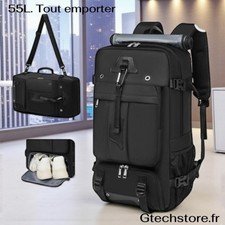 Sac à dos Voyage 55L Homme Étanche PC 15.6'' Valise Cabine Multifonction