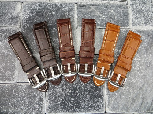 22mm brown grain leather strap - brown,