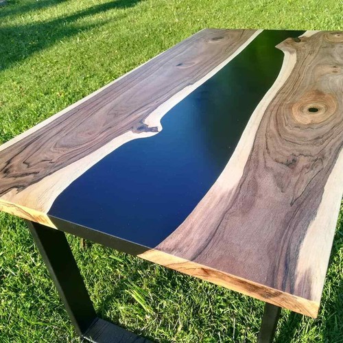 Table bois époxy noir - en,