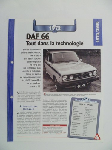 Carte fiche auto - 66, 1972