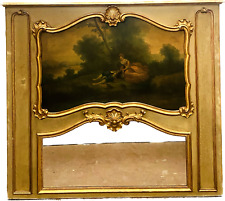 trumeau Louis XV  double patine à l'antique décor romantique . XX siècle .