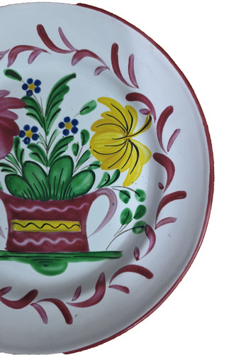 Assiette pot fleuri - assiette, faience