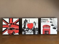 LONDRES 3 Cadres en bois Déco Londres London 20X20