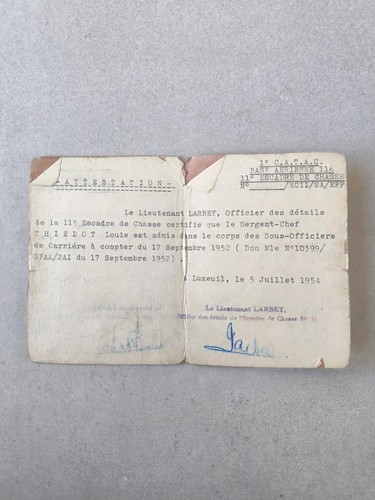 Attestation militaire 1954 - attestation,
