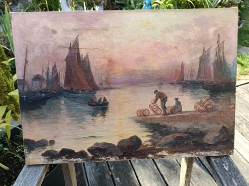 Tableau ancien marine huile - tableau,
