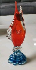 Vase Soliflore Murano Poisson/Espadon, En Verre D Art Soufflé. Haut 27 cm