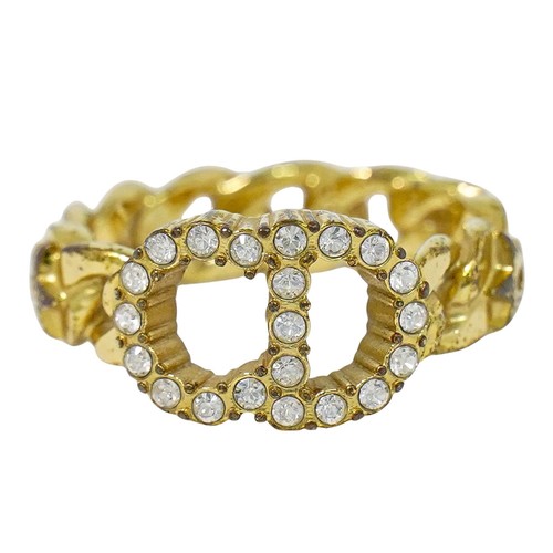 Bague plaquée strass logo - plaquée,