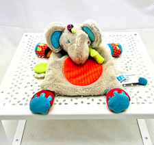 Tex doudou plat éléphant beige/bleu/orange  velours