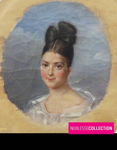 French lady portrait miniature - french,