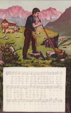 CPA SUISSE Fantaisie  Joueur de COR des ALPES et partition de musique