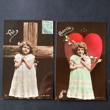 2 CPA Foi Charité Petite Fille Cœur Croix Vers 1910 Cartes Postales Religieuses