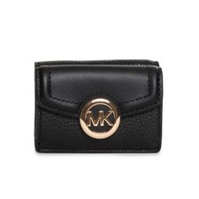 MICHAEL KORS FULTON XS TRIFOLD PORTefeuille En Cuir Noir NEUF