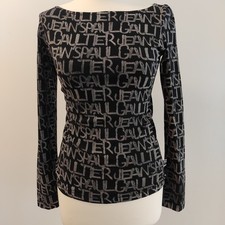 Jean Paul Gaultier Vintage Womens Long Sleeved Logo T-shirt S Black And Grey 