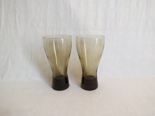 2 verres à soda en verre marron vintage
