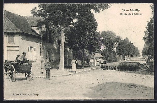 Cpa mailly route châlons - route,