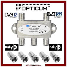 Commutateur DiSEqC 4/1 Opticum & 5 Fiches F à Visser HD 3D 4K