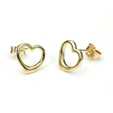 Boucles d'Oreilles Coeurs Creux en Or Jaune 9 Carats