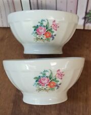 2 Bols Anciens côtelé Porcelaine Apilco Decor bouquet de  Fleurs 