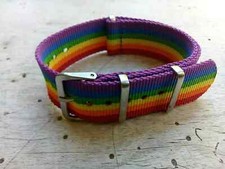 20MM BRACELET ARC EN CIEL NYLON NATO RAINBOW POUR MONTRE