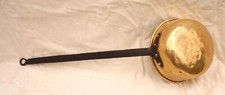 French Kettle Ladle Brass Fire Pan Long Wrought Iron Handle 19th C